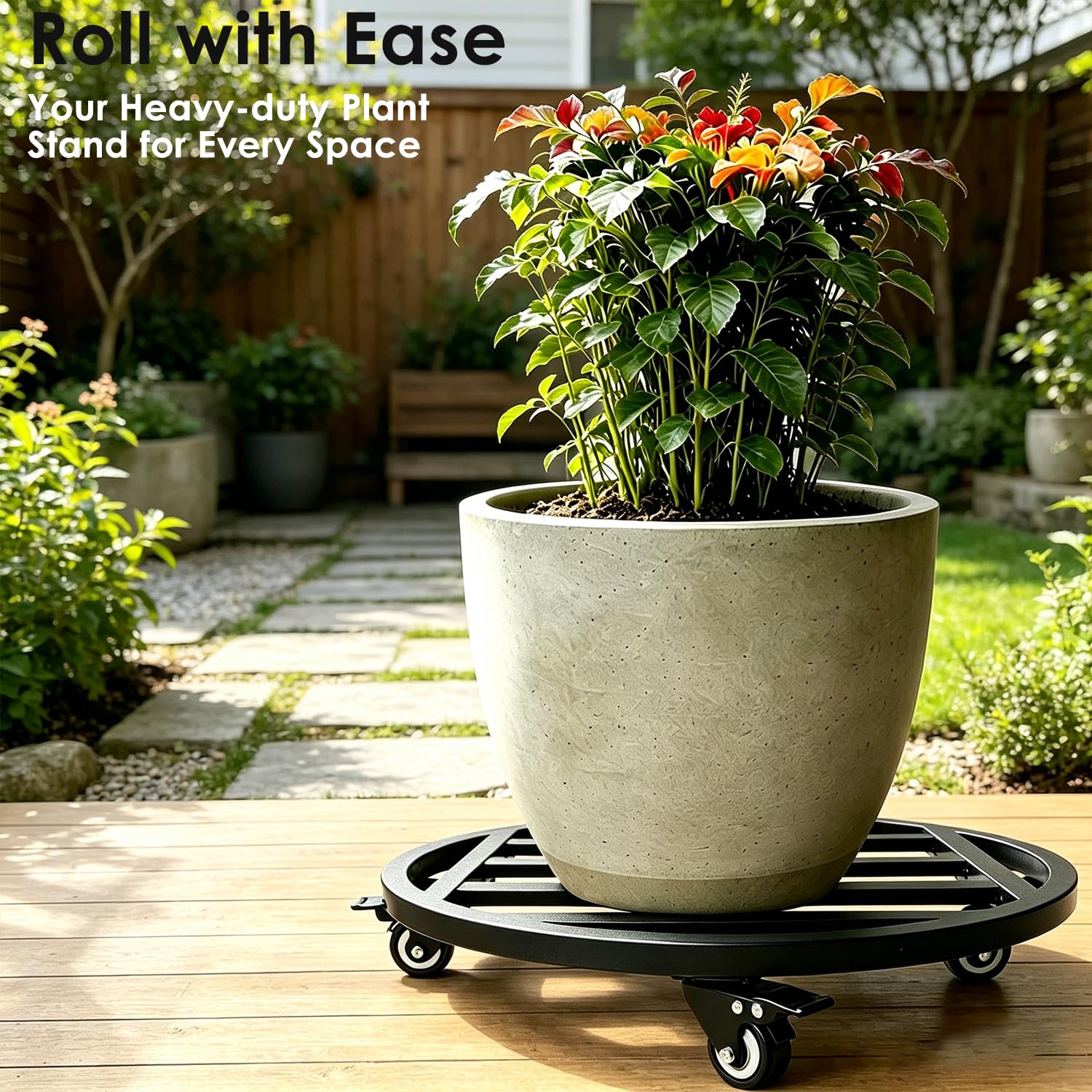 Hongsane rolling across deck toward sunlight facilitating effortless plant placement