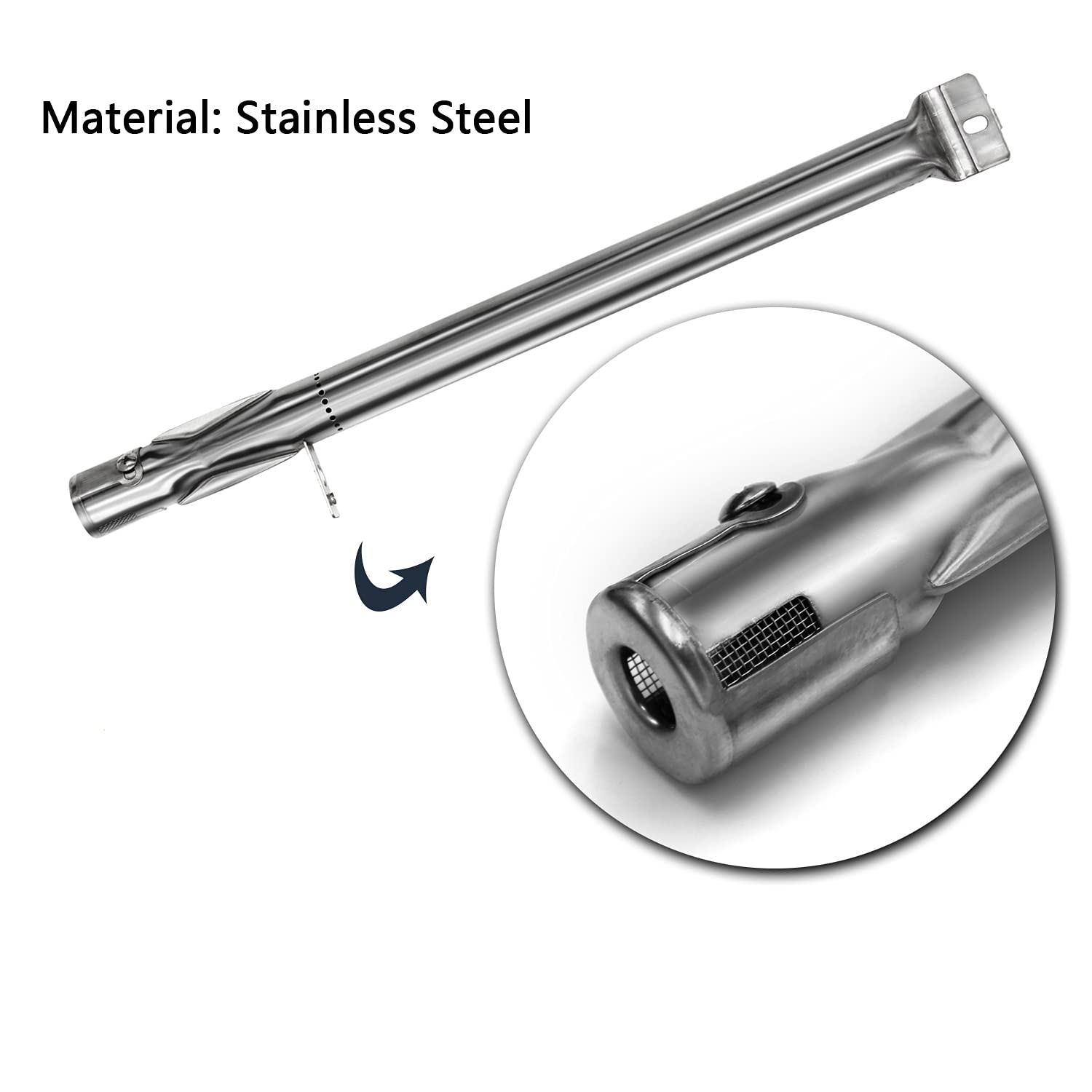 Hongso burner next to ruler showing 15 3/8 inch length, ensures correct fit