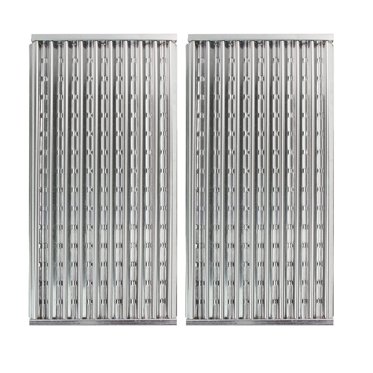 Hongso front view of two emitter grates showing fit and clean edges, improving heat spread