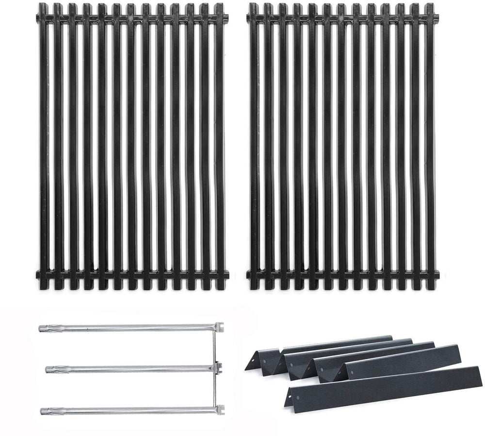 Hongso replacement kit front view showing grates bars burners for Weber, clear fit guidance
