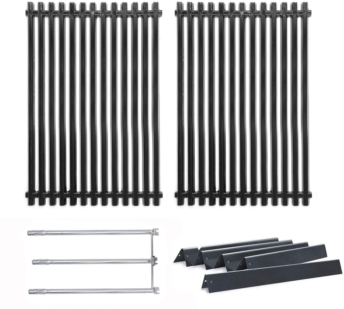 Hongso replacement kit front view showing grates bars burners for Weber, clear fit guidance