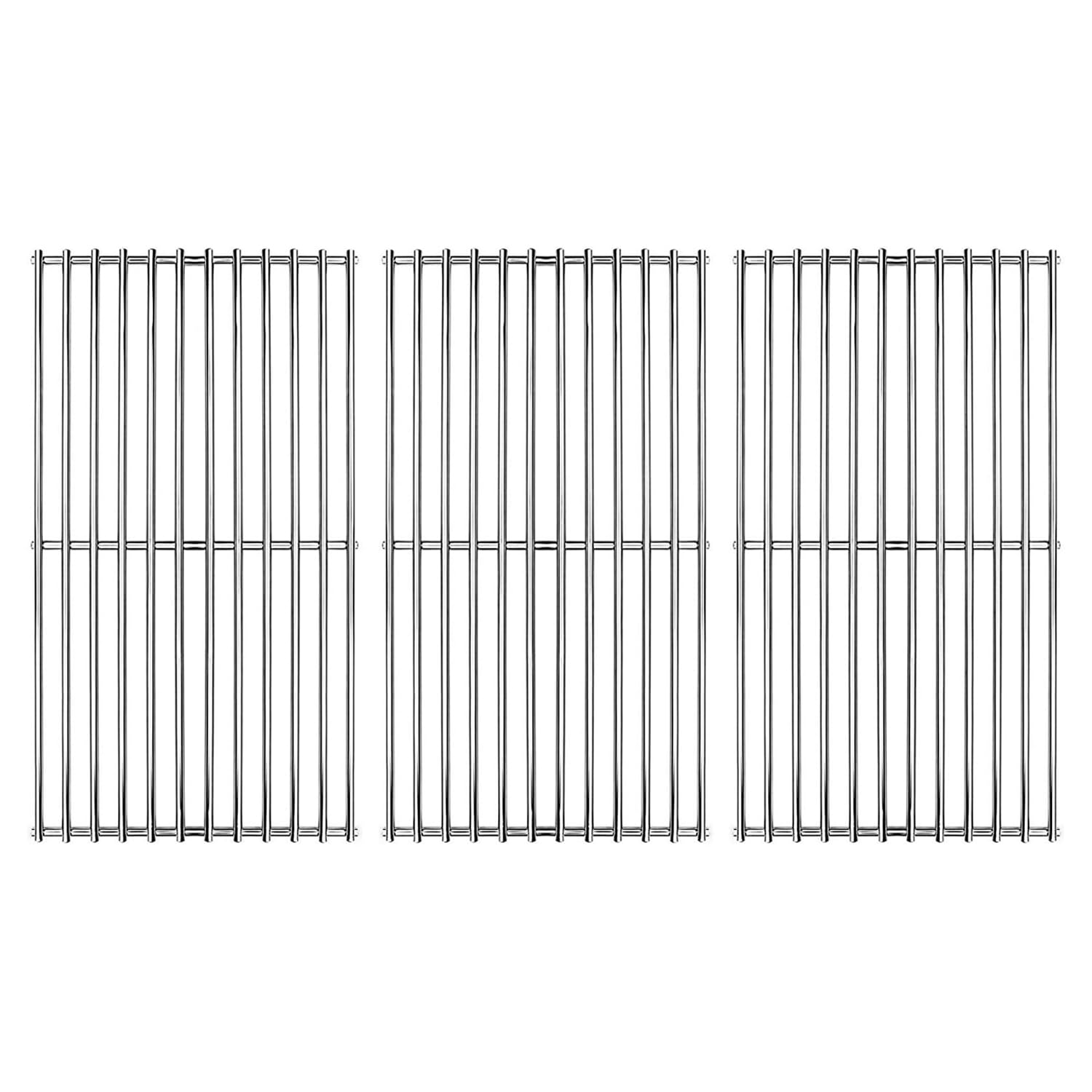 Hongso front view of three 19" stainless grates showing fit and coverage benefits