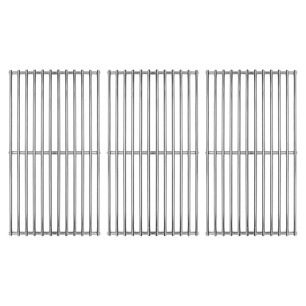 Hongso front view of three 19" stainless grates showing fit and coverage benefits