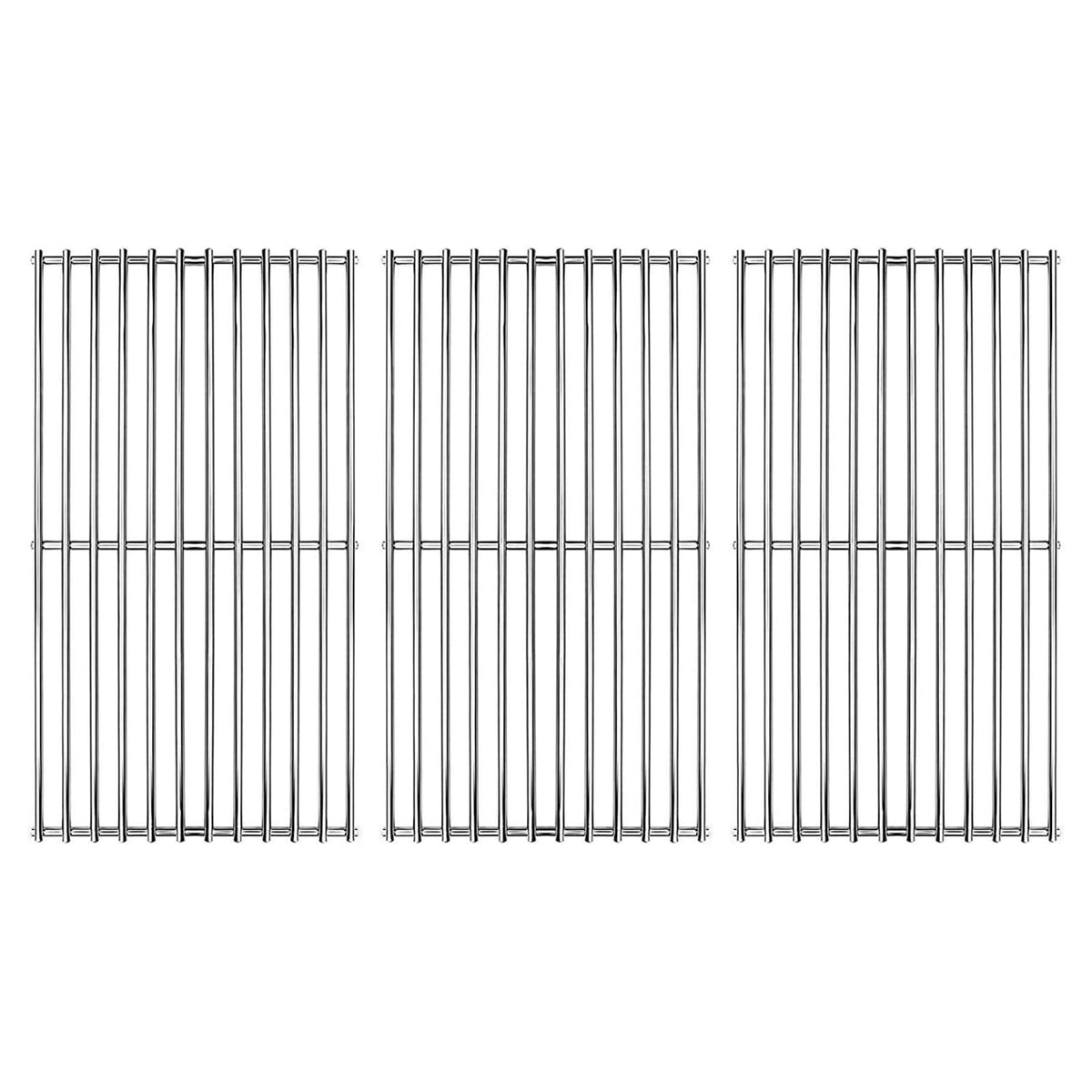 Hongso front view of three 19" stainless grates showing fit and coverage benefits