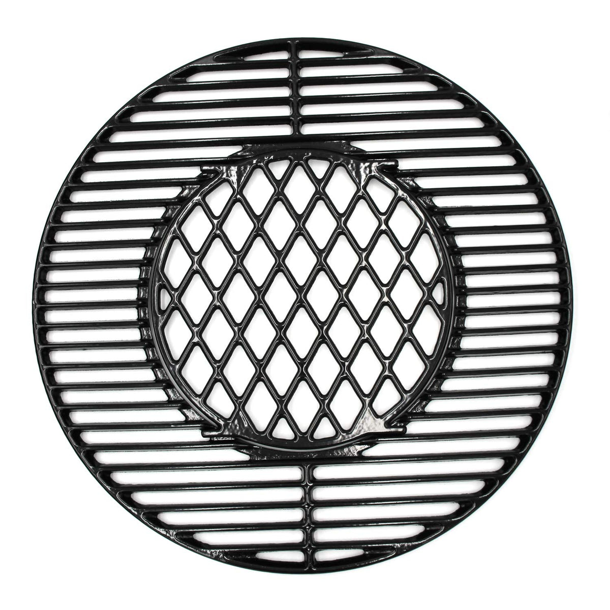 Hongso front view of 21.5-inch grate showing full cooking surface and better searing
