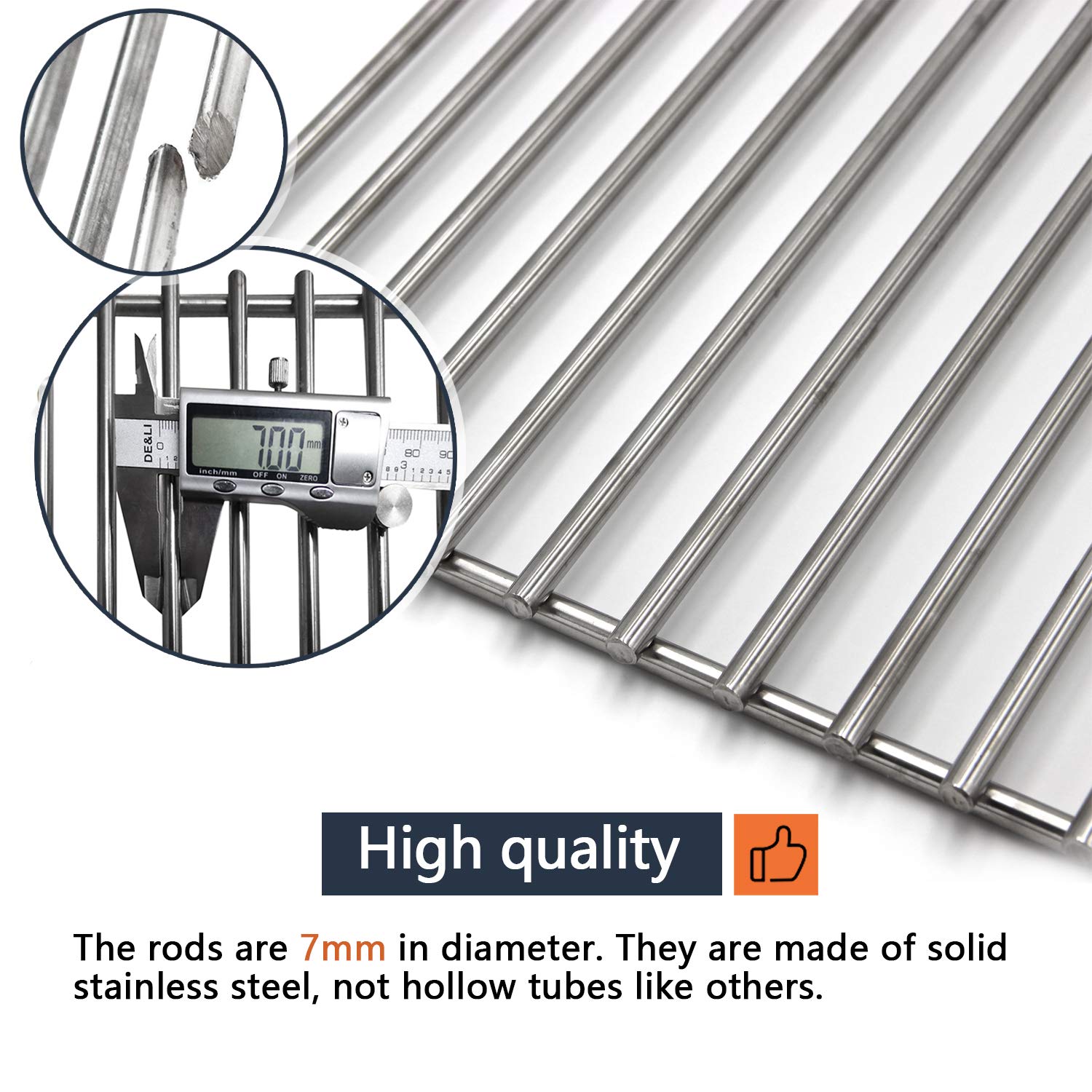 Hongso grates installed on Charbroil grill with food, even searing and heat retention