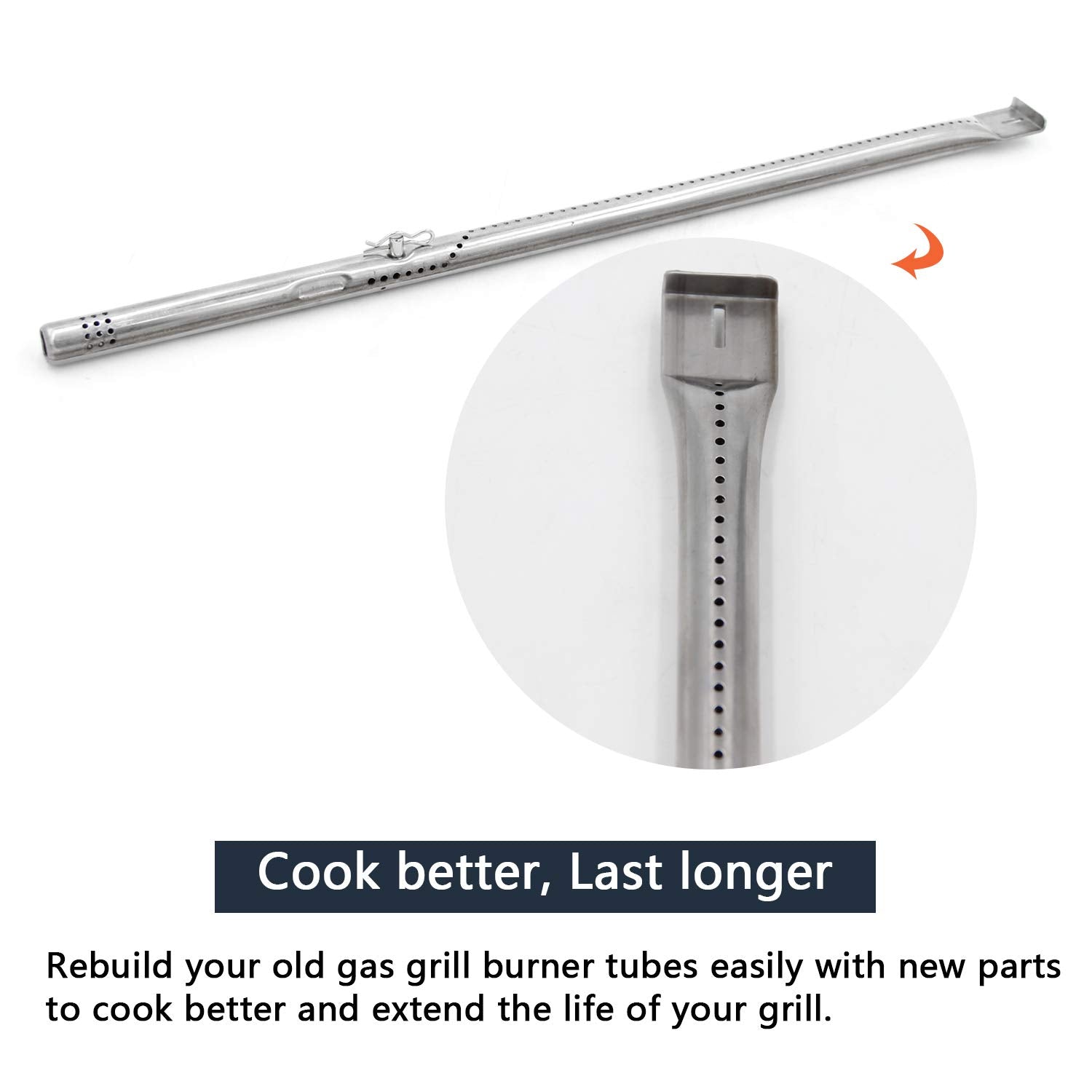 Hongso replacement burner installed on grill showing improved flame consistency