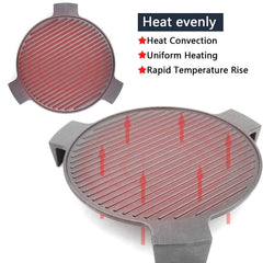 Hongso plate setter installed inside a kamado demonstrating indirect cooking benefit