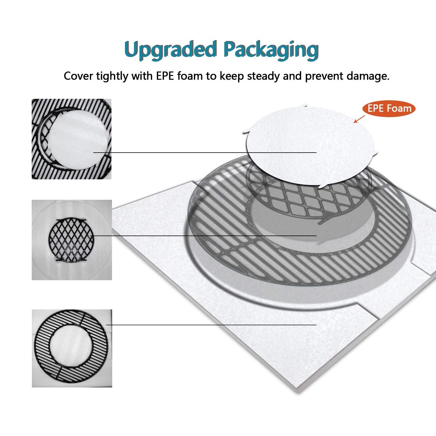 Hongso grate next to measuring tape showing fit for 22.5-inch Weber kettles