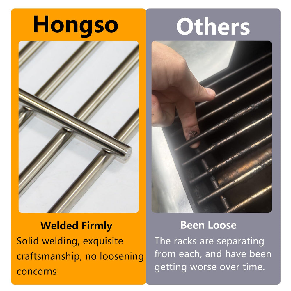 Hongso grate beside a ruler illustrating accurate dimensions and easy fit benefit