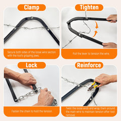 HONOLAYA handle and quick-lock clamp detail demonstrating fast wire securing and reduced user effort