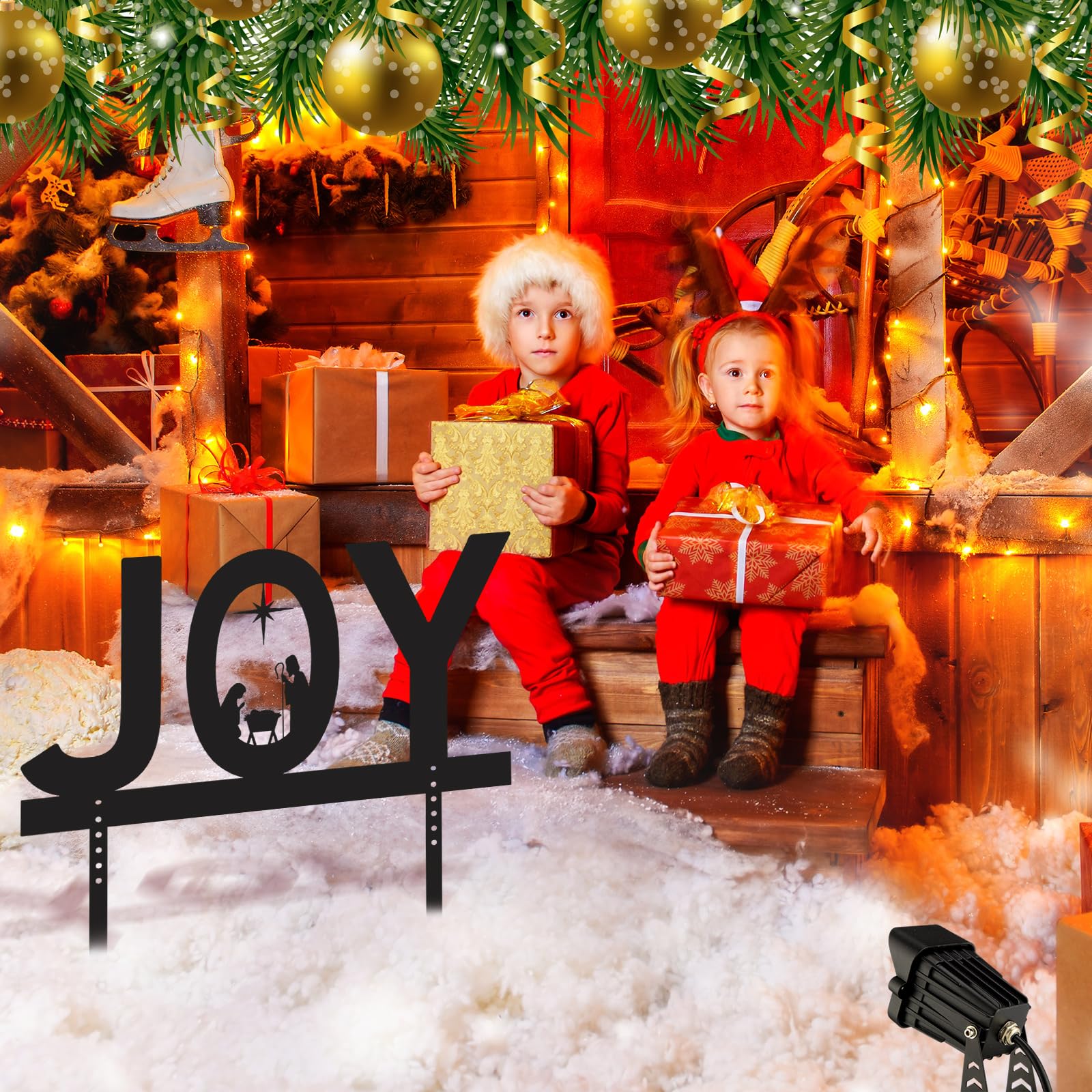 Honoson outdoor display on lawn producing welcoming holiday atmosphere
