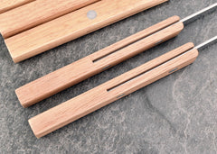 HONSHEN hardwood handle detail demonstrating ergonomic grip and reinforced tang for secure turning