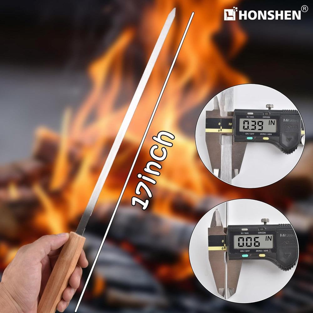 HONSHEN lifestyle backyard barbecue using skewers for guests