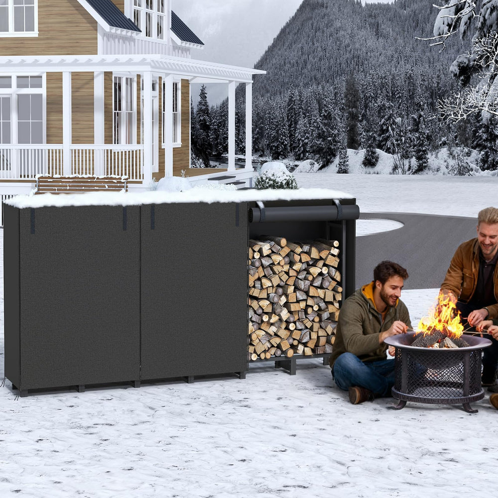 HOOBRO rack fully loaded with logs showing high-capacity storage benefit