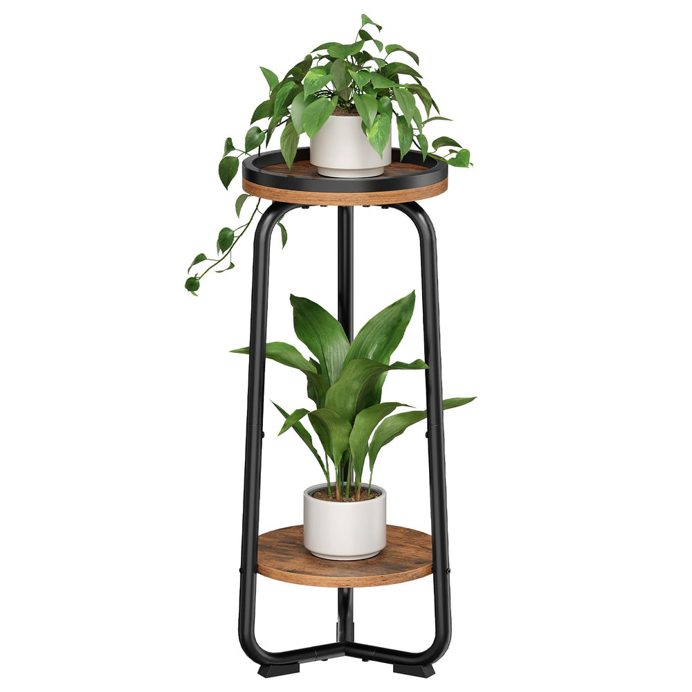 HOOBRO plant stand front view showing two tiers and compact design benefit display