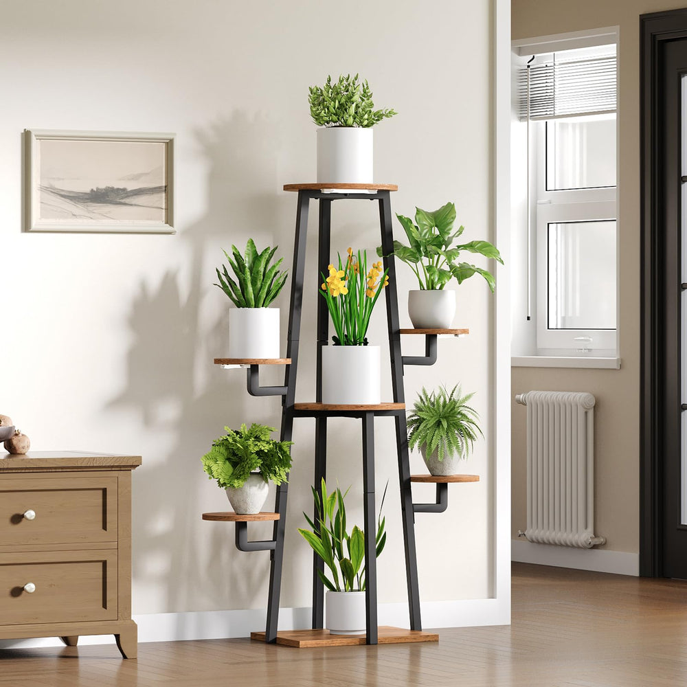 HOOBRO plant stand styled in a living room to create a green corner