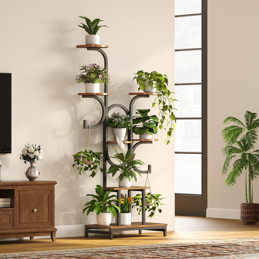 HOOBRO shelves holding succulents and pothos to show mixed plant display advantage