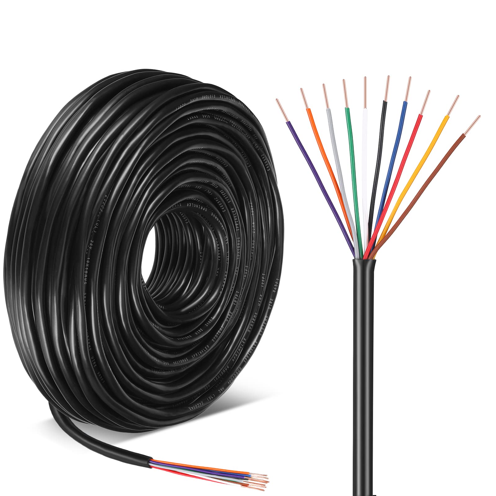 Hoolerry front packaging showing 100 ft irrigation cable and specs, durable choice