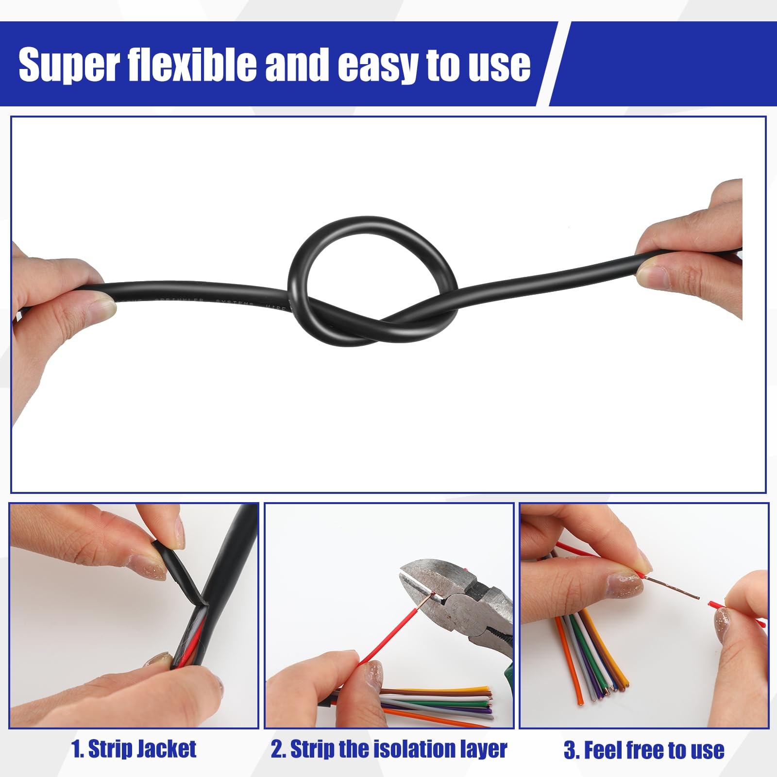 Hoolerry wire beside tape measure showing 50 ft length for accurate planning