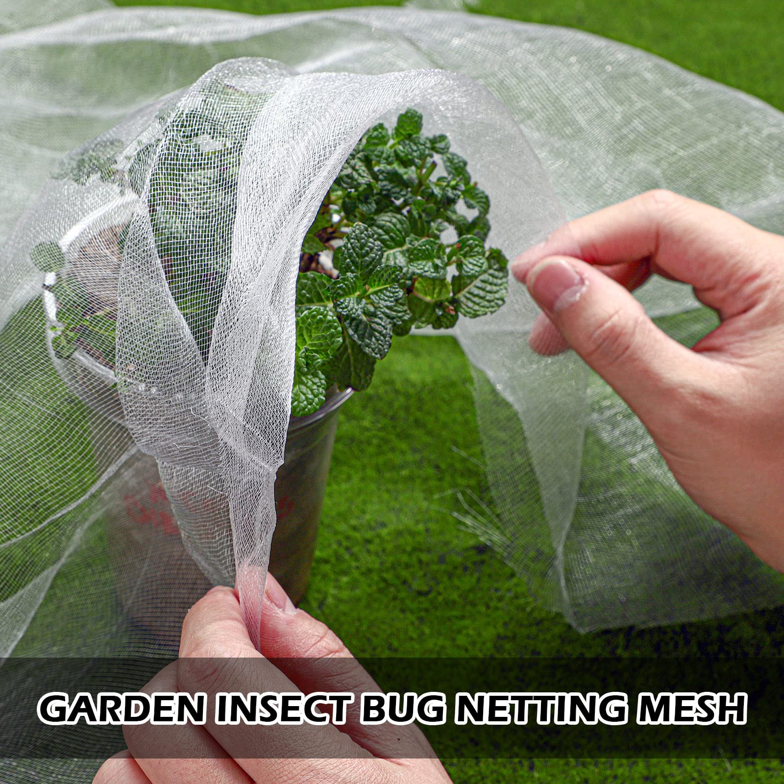 Hoolerry netting draped over raised bed shielding seedlings