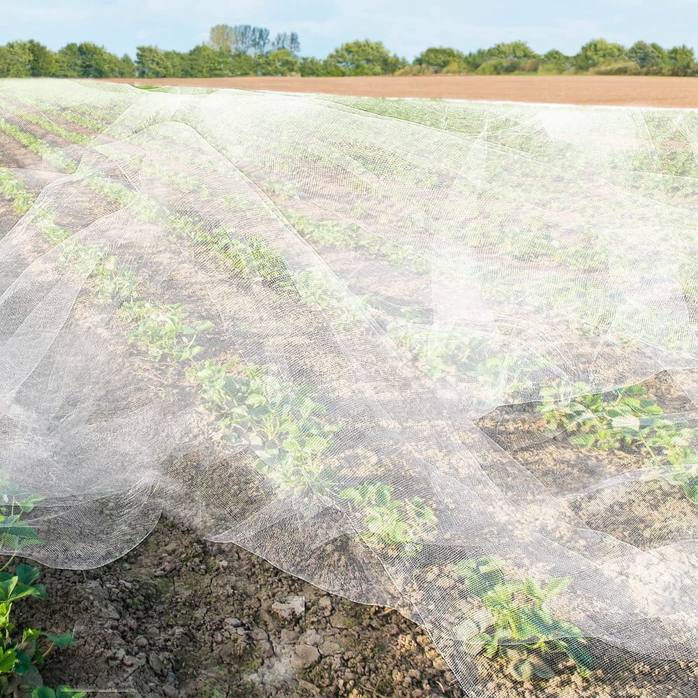 Hoolerry netting secured on greenhouse frame for row cover protection