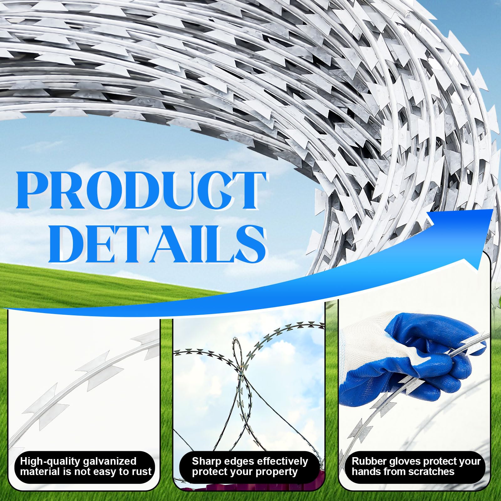 Hoolerry expanded coil showing 18 inch diameter concertina shape for strong perimeter coverage