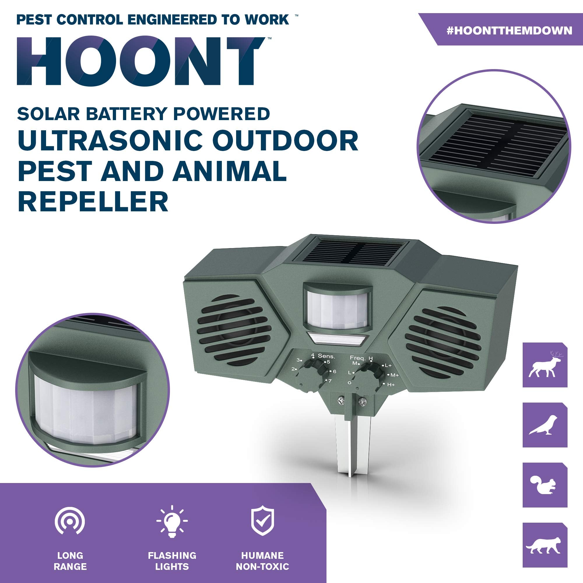 Hoont motion sensor close-up detecting animals quickly to activate deterrent