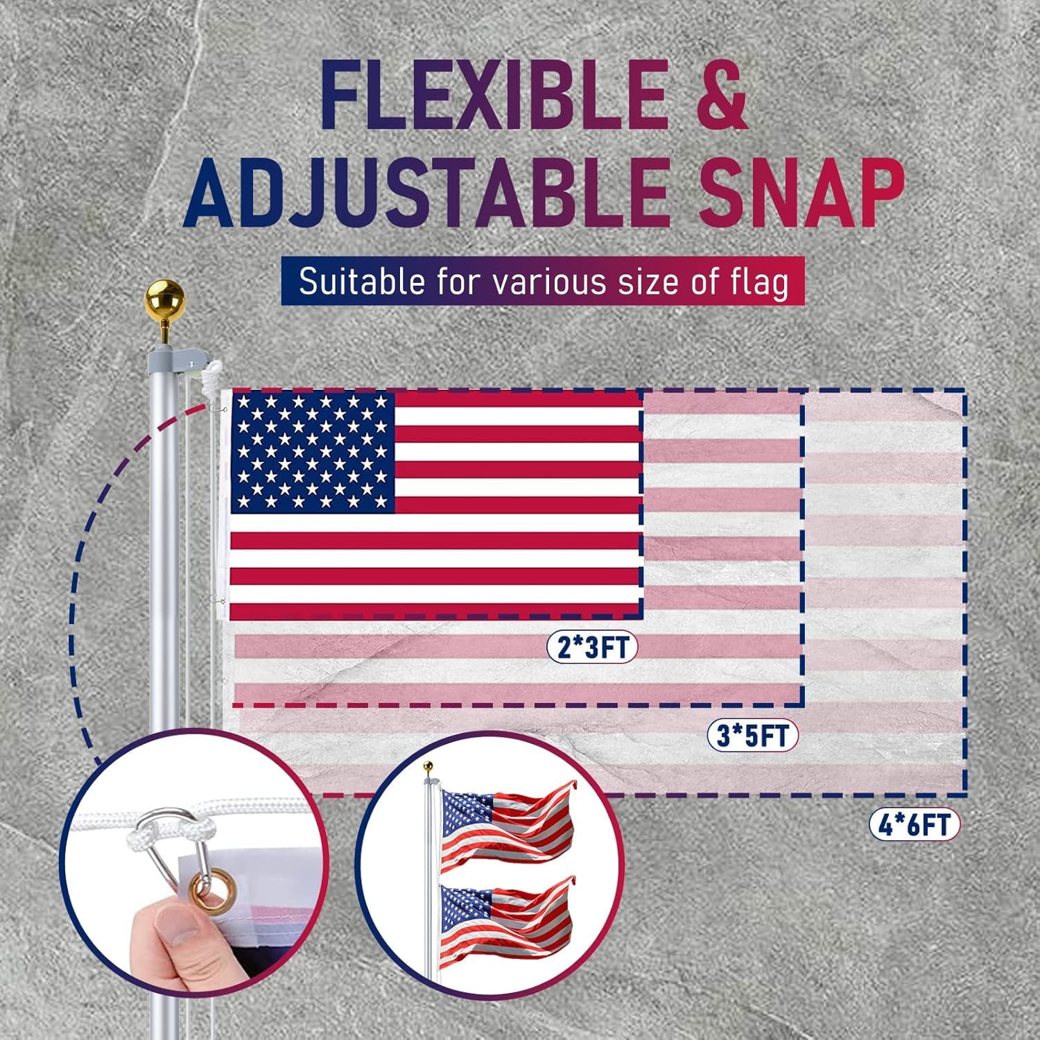 Hooomyai flag clips and rope showing secure attachment benefit