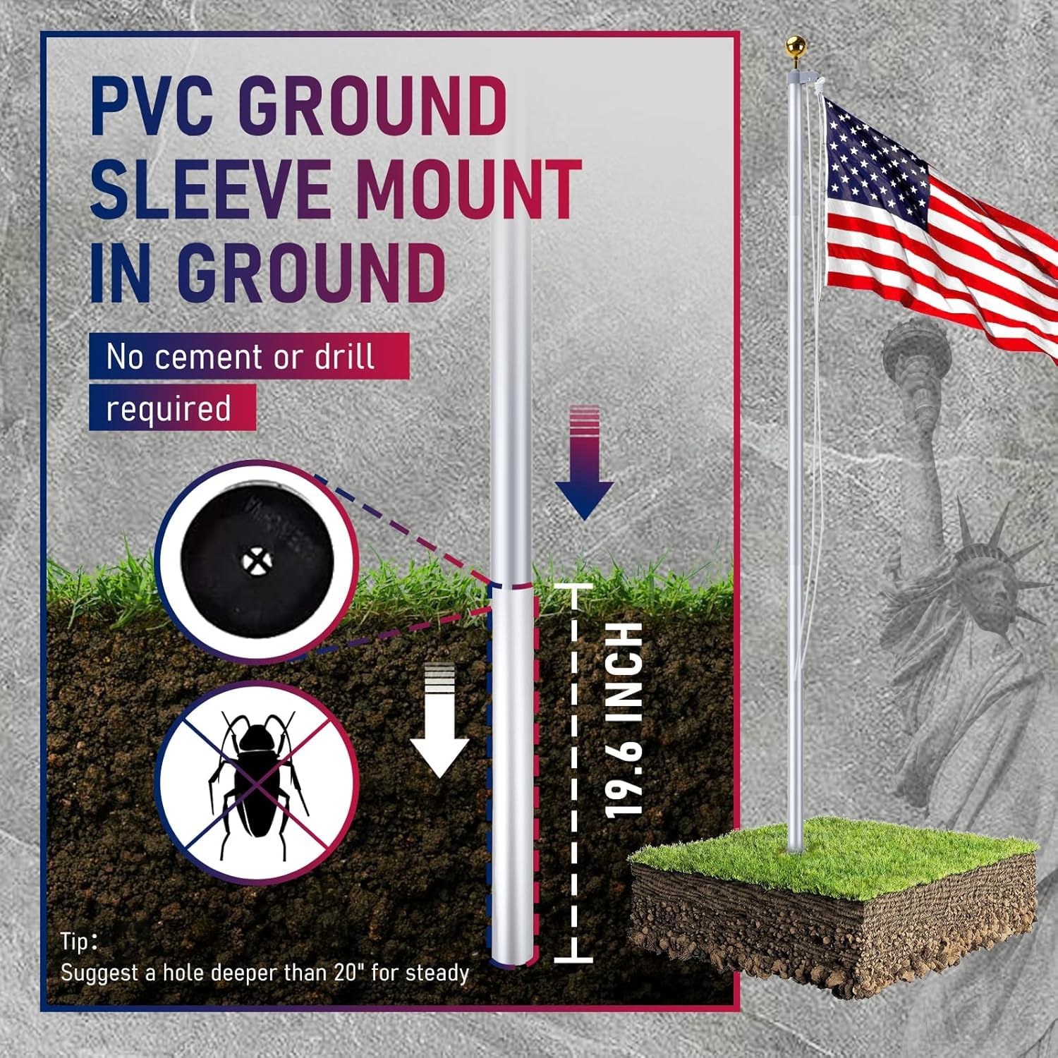 Hooomyai PVC sleeve in ground for stable anchoring benefit