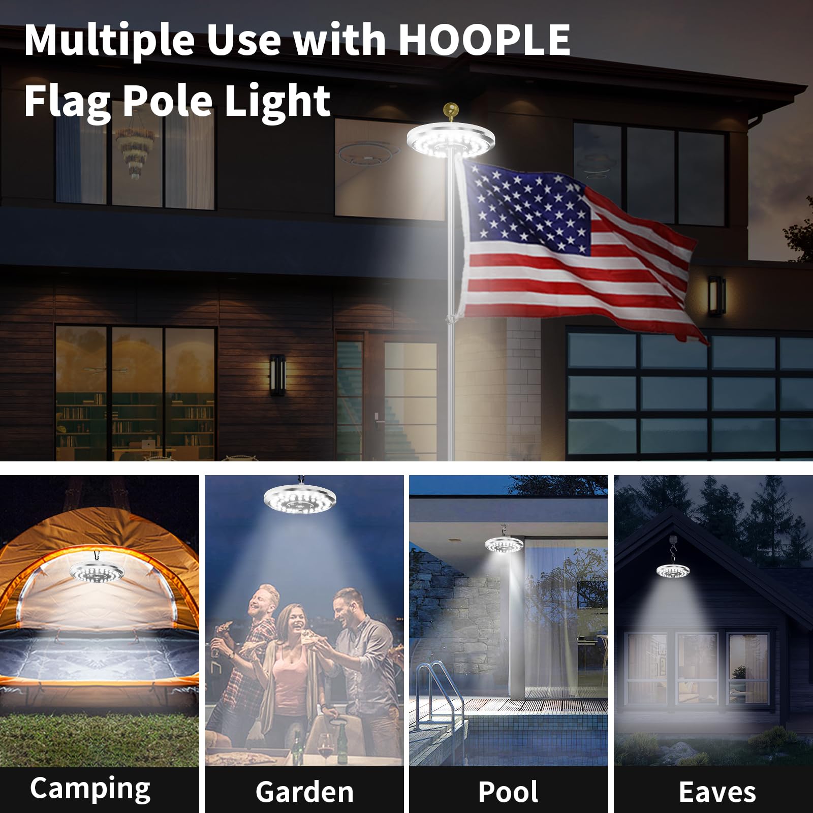 HOOPLE at night lighting a flag clearly for improved nighttime visibility