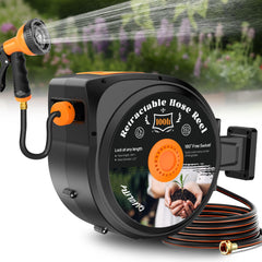 HooSeen front-mounted unit showing compact housing and tidy hose storage benefit