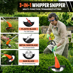 HooSeen handheld trimming action showing precision near flower beds and edges