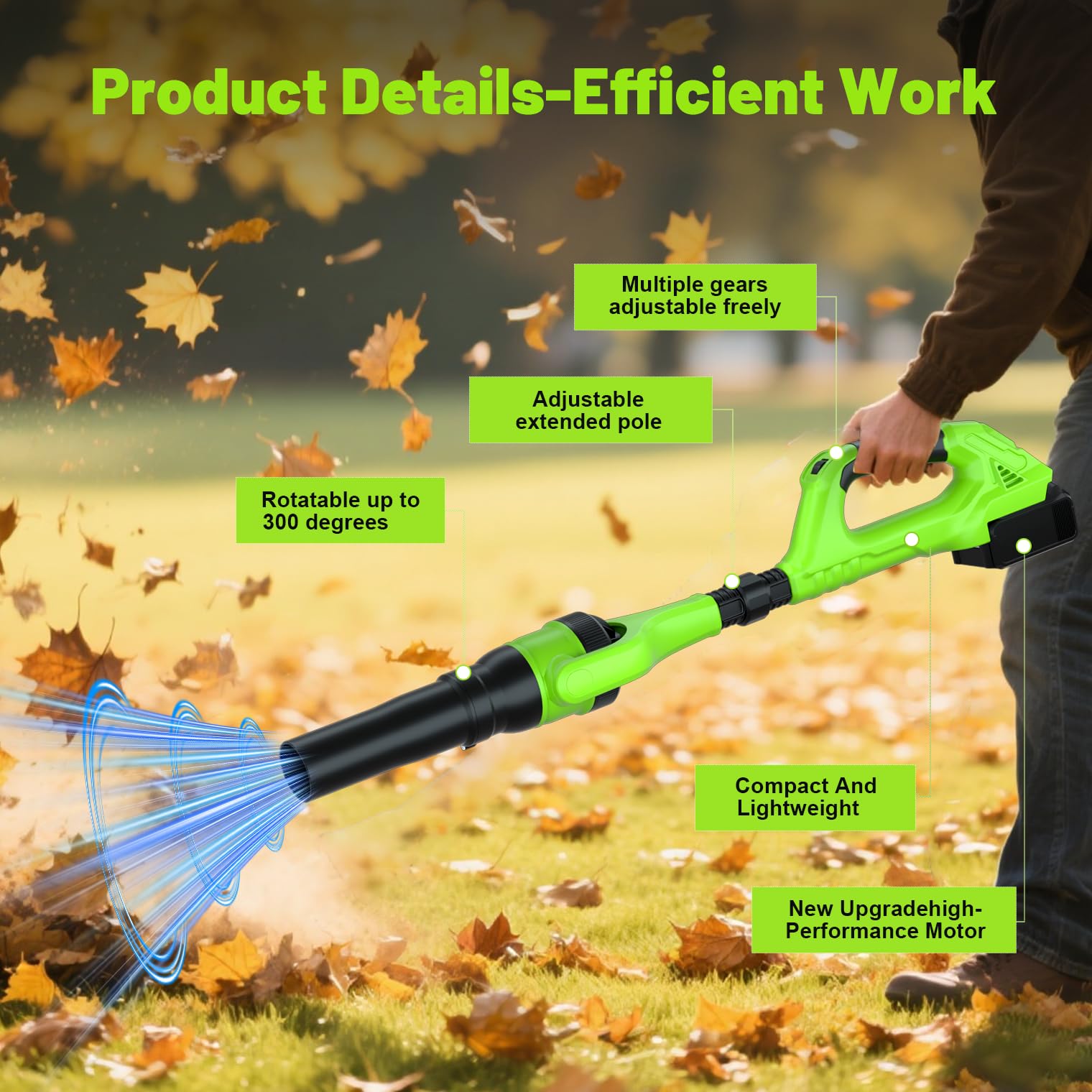 HooSeen lifestyle backyard scene showing efficient yard cleanup