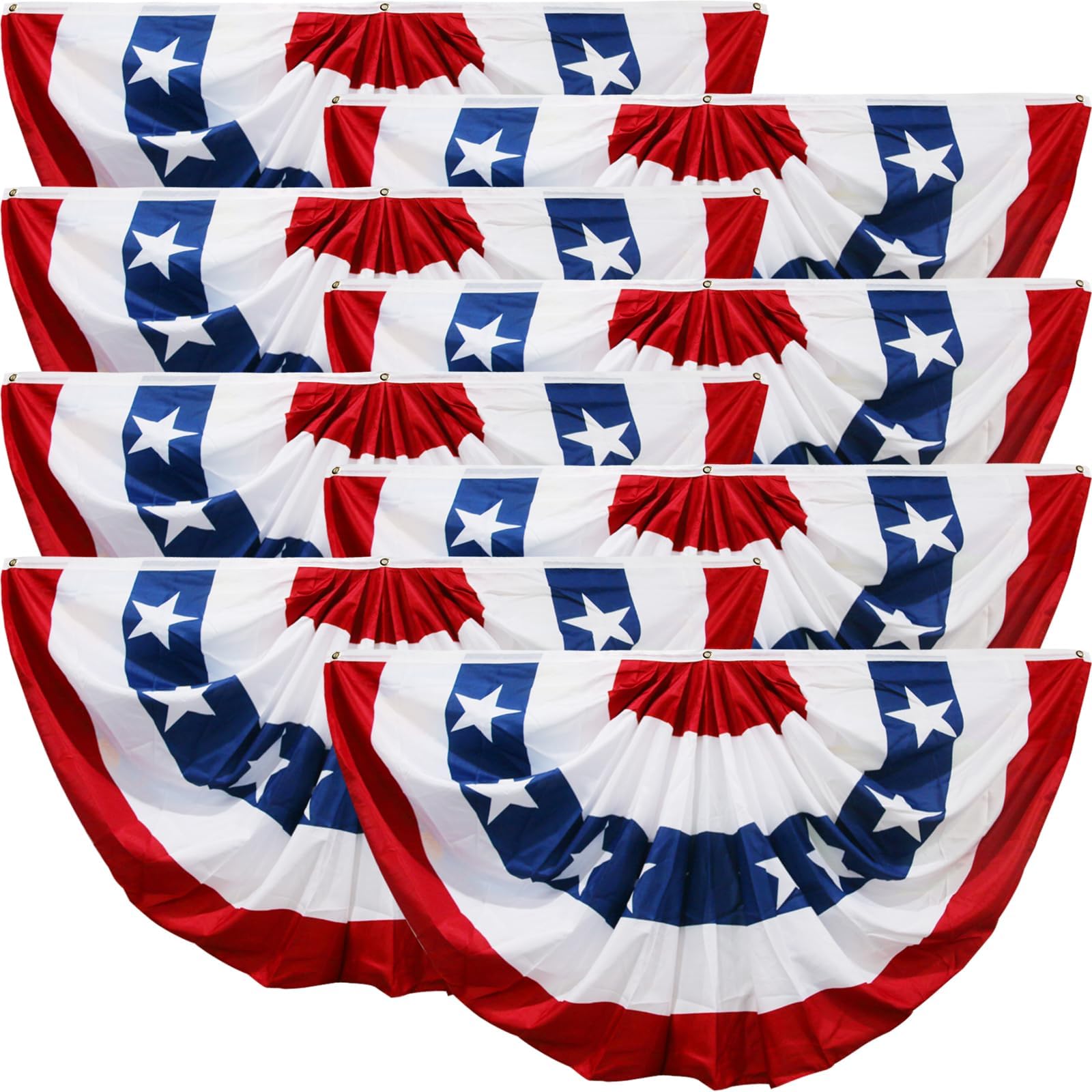HOOSUN pleated fan front view showing bright stars and stripes for patriotic curb appeal