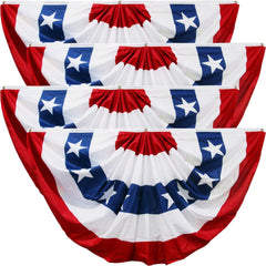 HOOSUN pleated fan front view showing bold stars and stripes and clear patriotic appeal