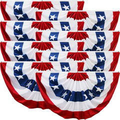HOOSUN pleated fan front view showing bright stars and stripes for patriotic curb appeal