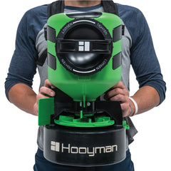 Hooyman hopper closeup with 7-inch window for easy fill and monitoring