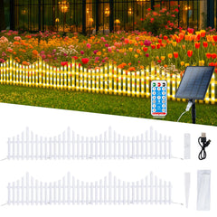 hopolon front view lighted garden fence showing warm lighting and curb appeal