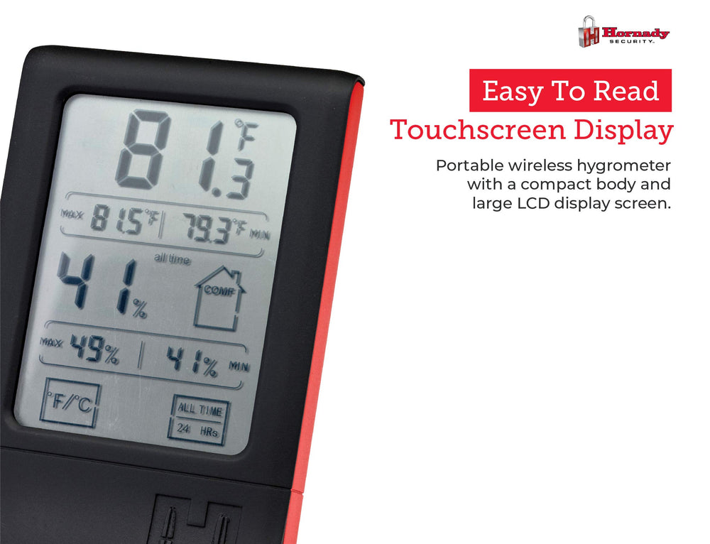 Hornady hygrometer boxed with manual to show included hardware and setup guide