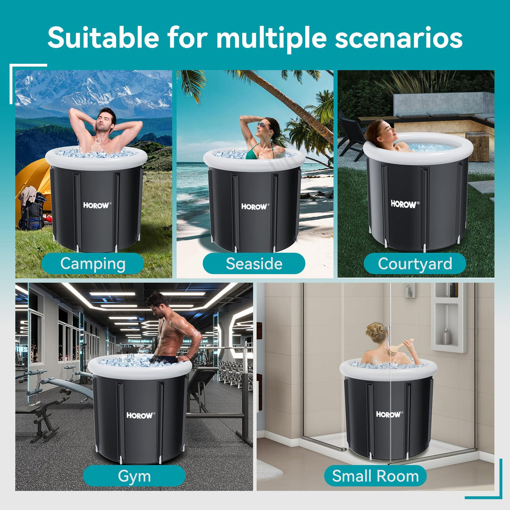 HOROW person next to tub showing scale and generous capacity