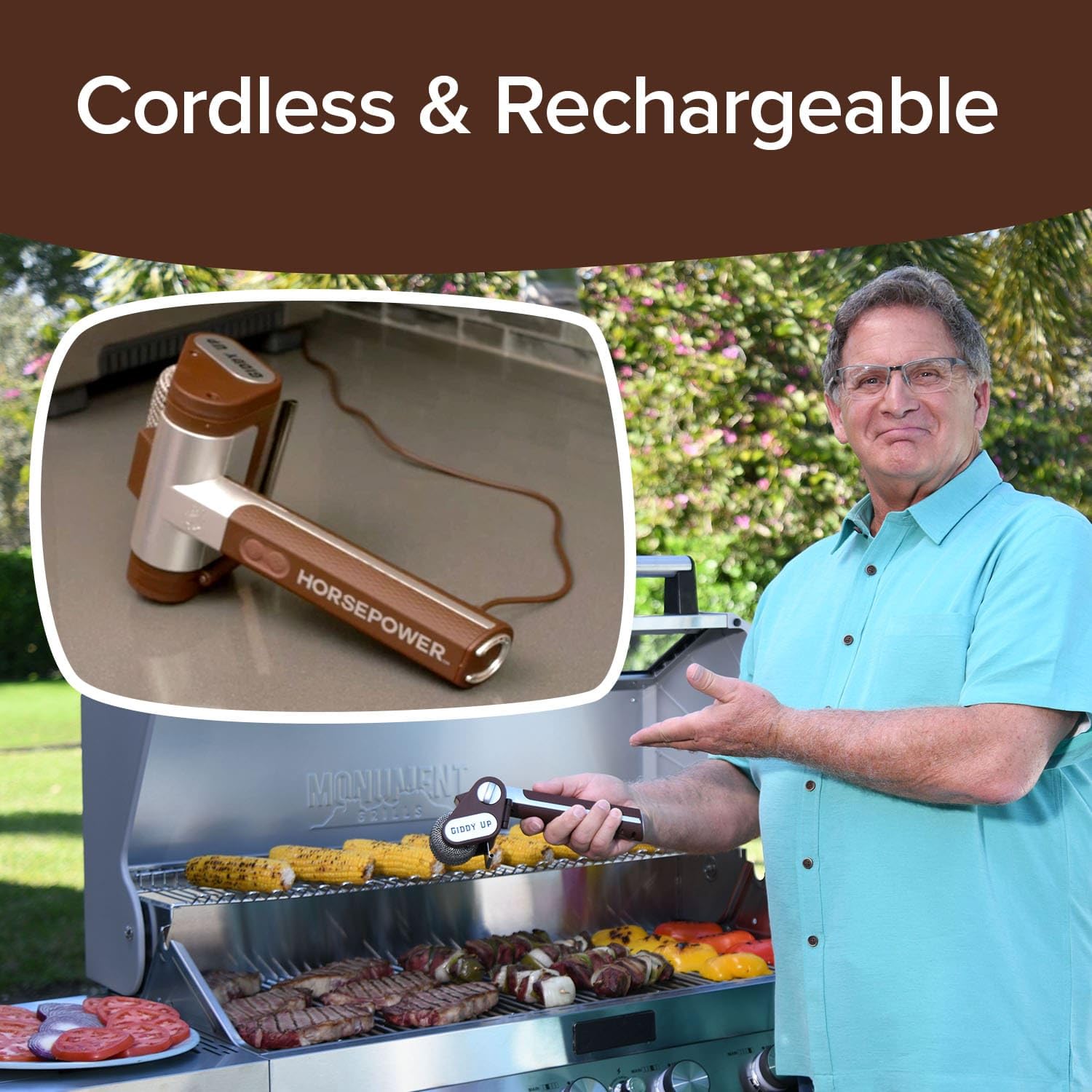 HorsePower Giddy Up cleaned grill grates showing restored surface and reduced scrubbing time