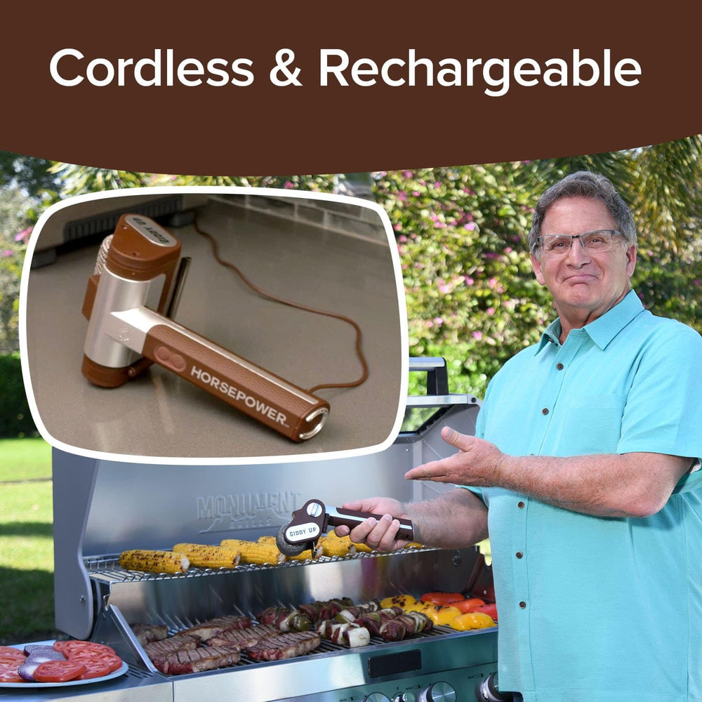 HorsePower Giddy Up cleaned grill grates showing restored surface and reduced scrubbing time