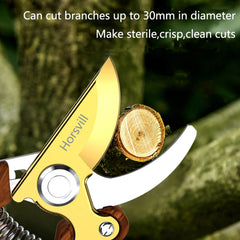Horsvill shears cutting a garden branch demonstrating precise clean cuts