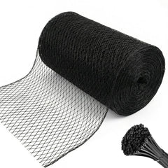HORTIFAN front packaging showing rolled 7.5x65 ft netting and included zip ties benefits protection