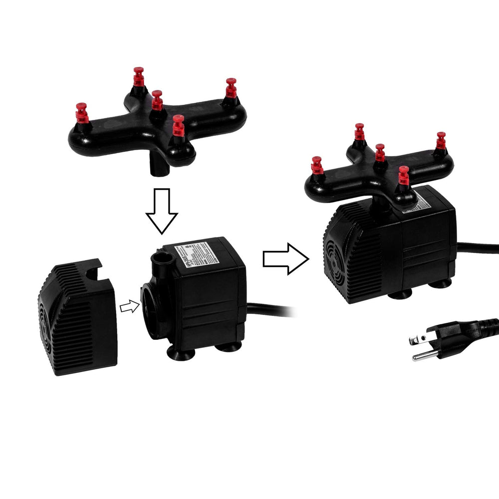 HORTIPOTS pump wiring and plug detail enabling straightforward electrical hookup