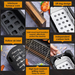 Hortsun charcoal chamber with air inlets for adjustable airflow control