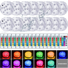 Hortsun front packaging showing 16-piece waterproof LED set and remotes for ready use