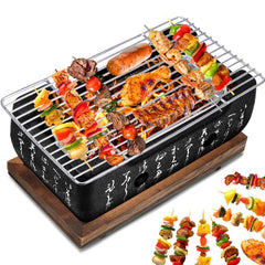 Hortsun front view of rectangular hibachi showing compact build and even heat