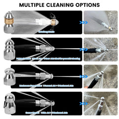 HOSEING rotating corner nozzle spraying to reach pipe bends